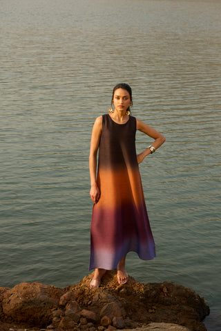 Lyria Ombre Dress - Rust & Purple