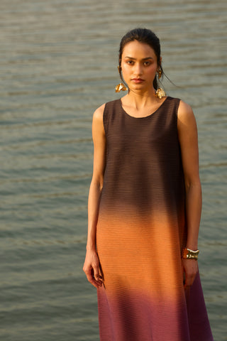 Lyria Ombre Dress - Rust & Purple