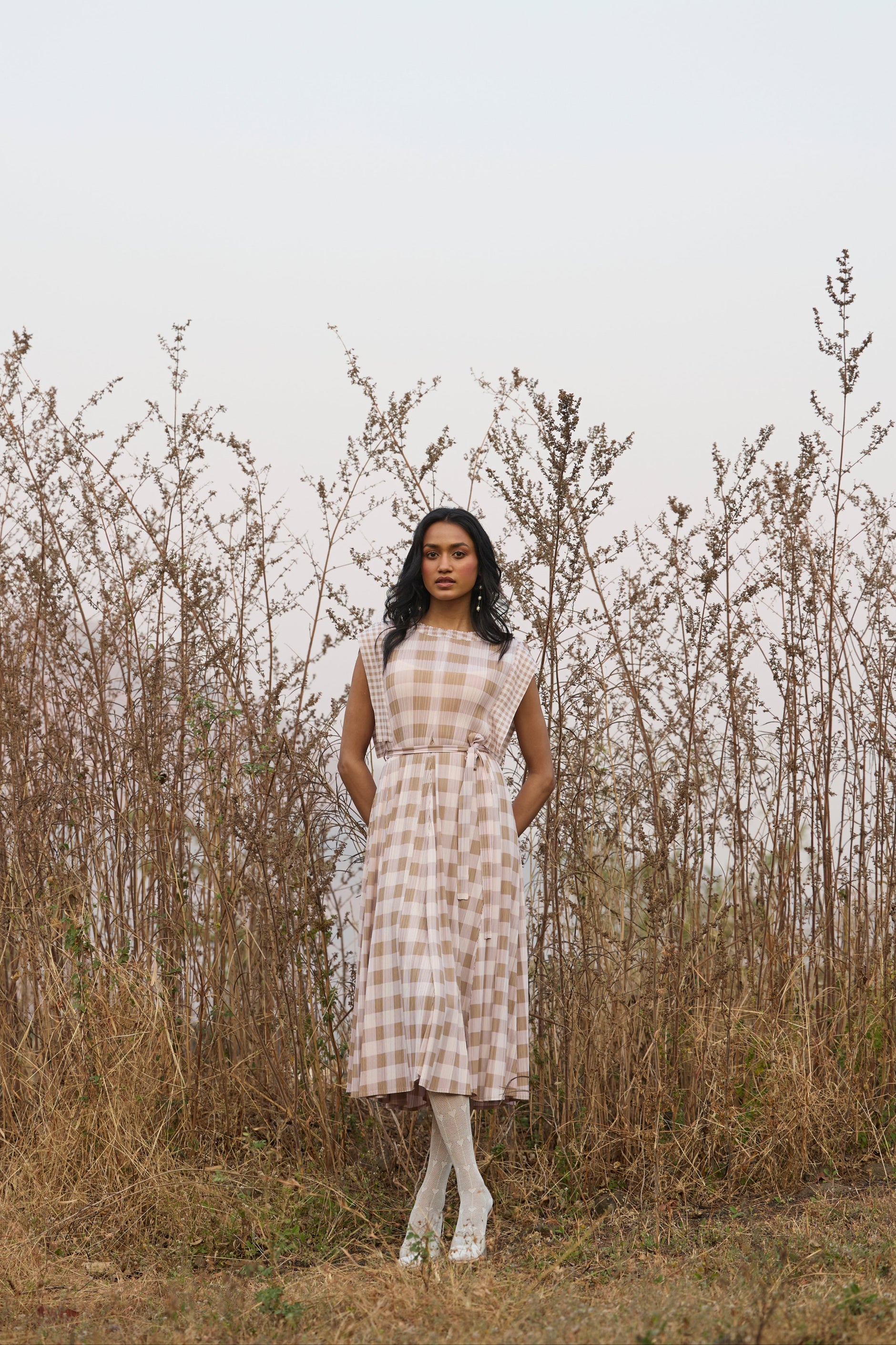 Nadia check long dress