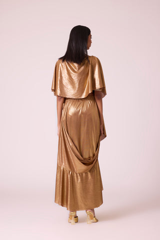 Lila Drape Saree with Blouse - Gold