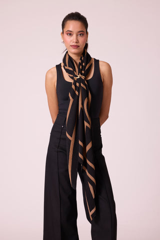 Printed Scarf - Black & Mocha