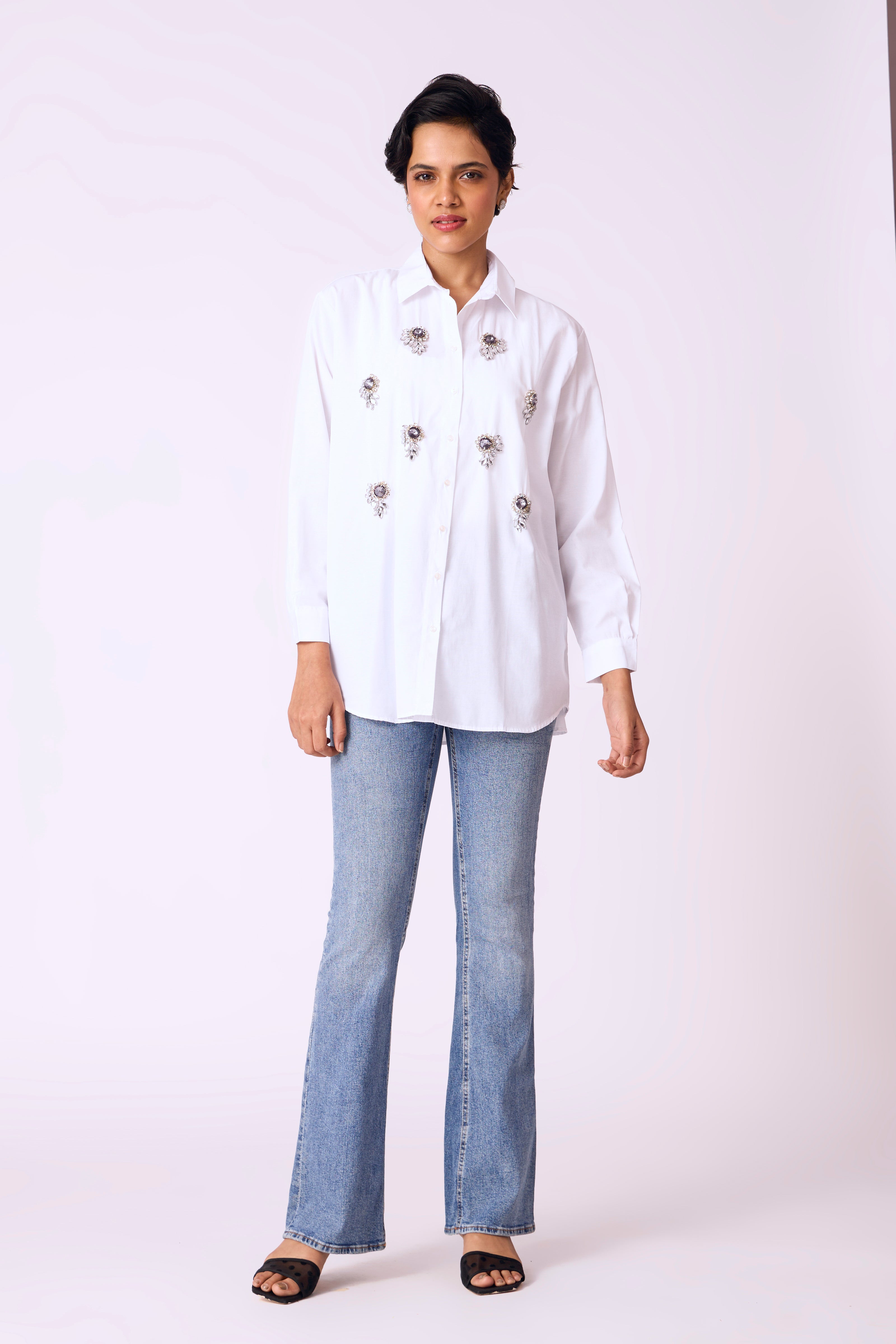 Tori Embellished Shirt - White