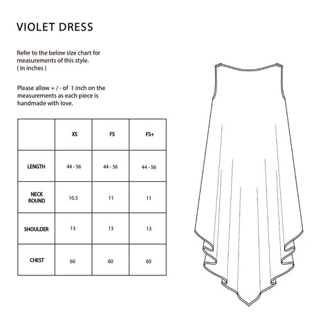 Violet Dress - Black Abstract Paisley