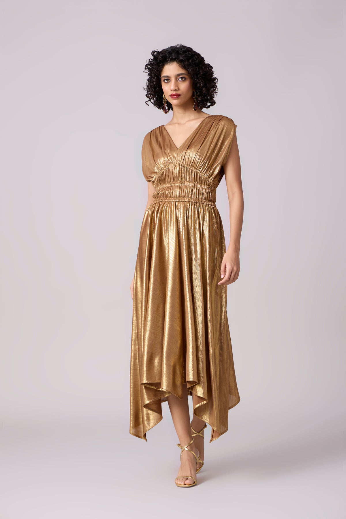 Zeina Rouched Dress -  Gold