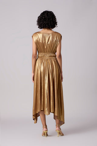 Zeina Rouched Dress -  Gold