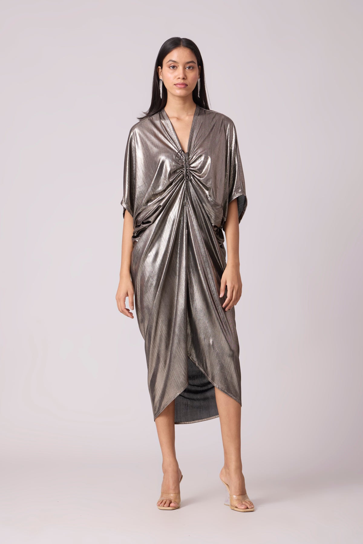 Aika Metallic Rouche Dress