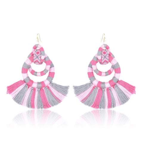 Mykonos Fringe Earrings - Pink