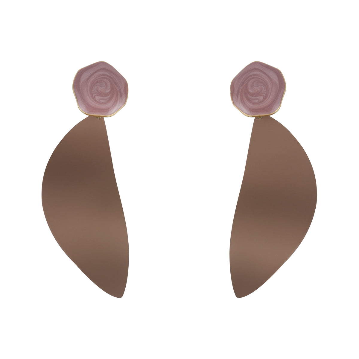 Enamel Leaf Drop Earrings - Taupe