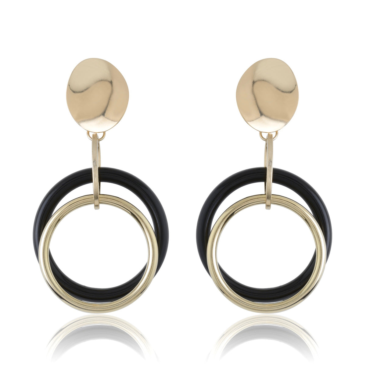 Gold Stud - Black & Gold Ring Earrings