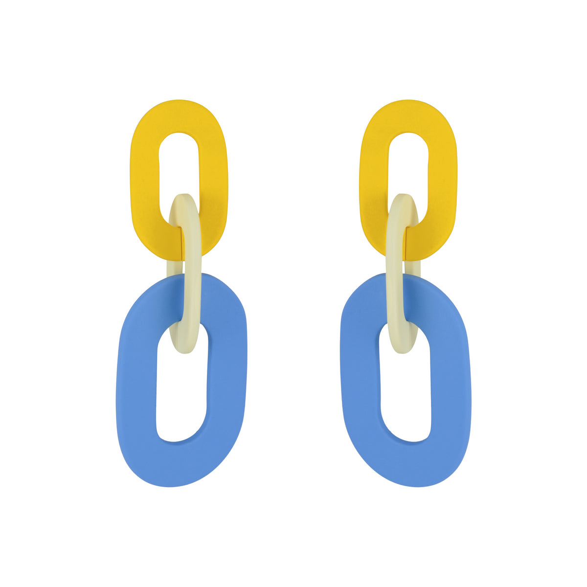 Matte Chain Link Earrings - Yellow & Blue