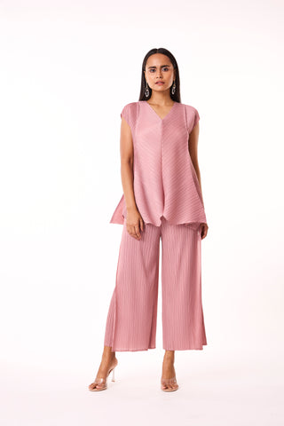 Nia V Neck Co-Ord Set - Ash Pink