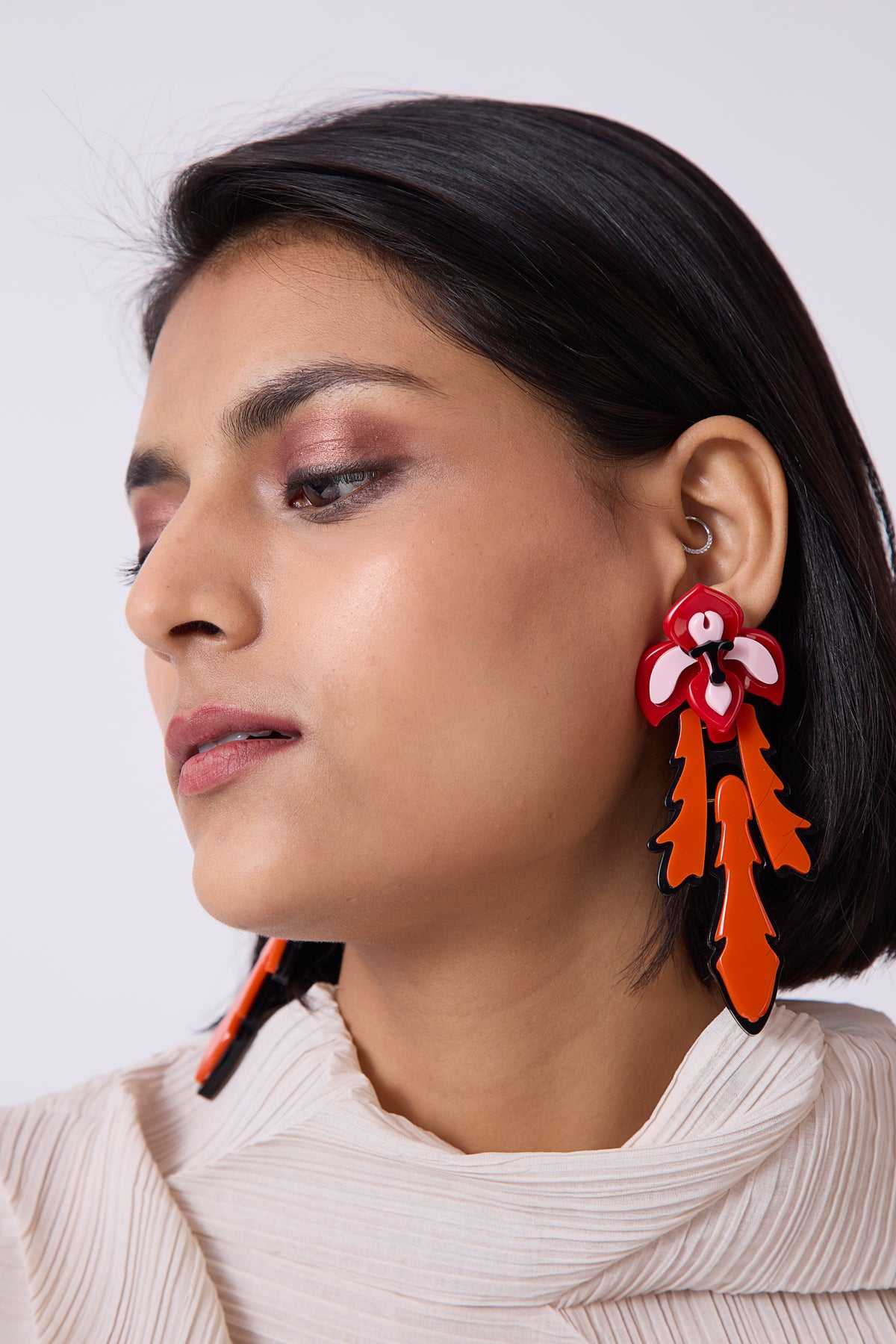 Viola Earrings - Red Orange