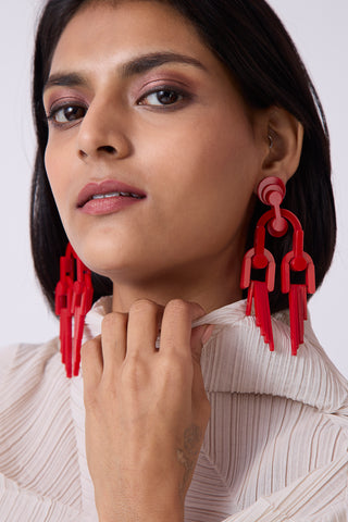 Cladogram Earrings - Red