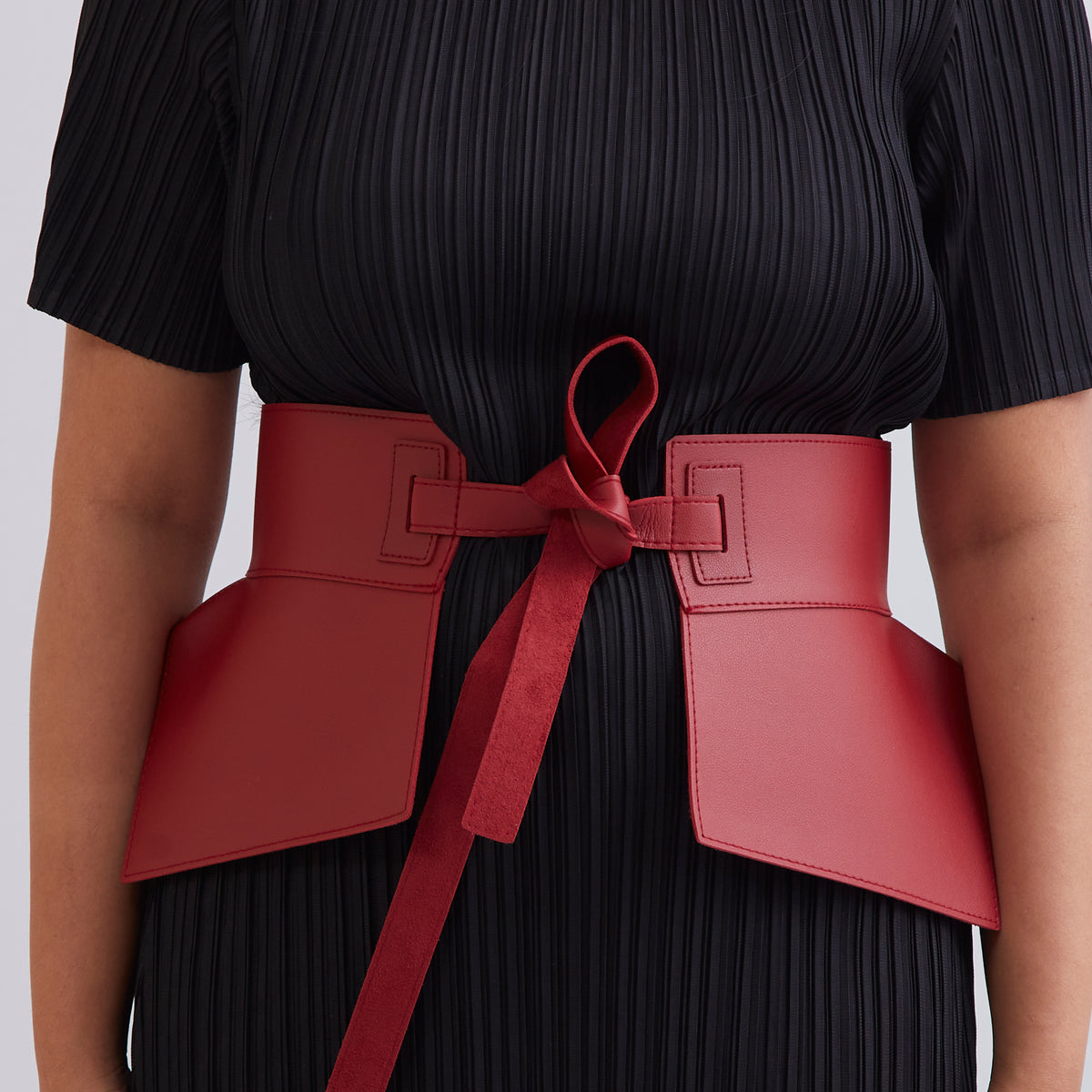 Self Tie Corset Belt - Dark Red