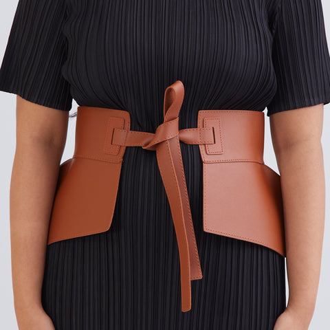 Self Tie Corset Belt - Tan