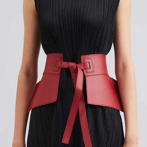 Self Tie Corset Belt - Dark Red
