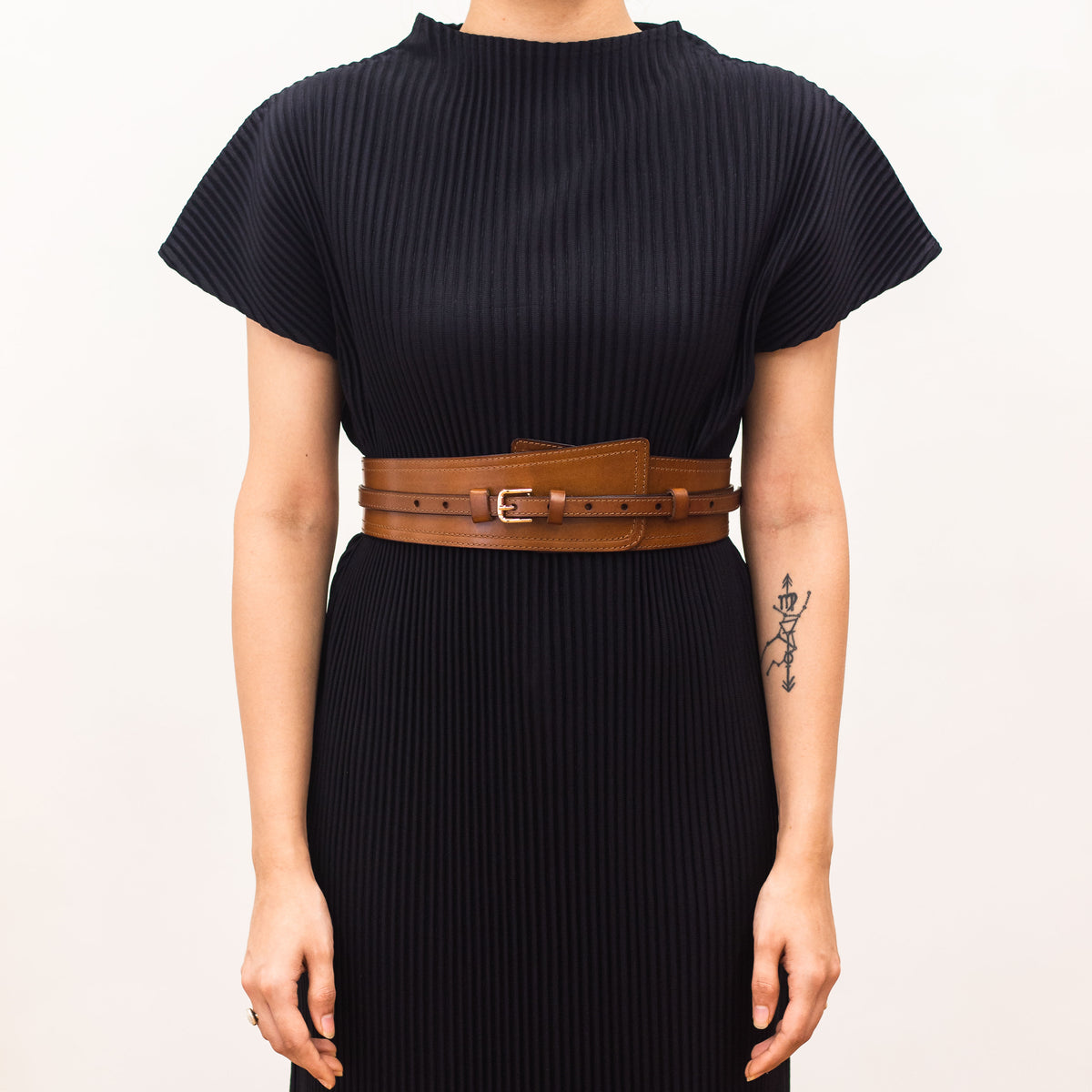 Leather Single Buckle Belt Brown cm wide - Main Image