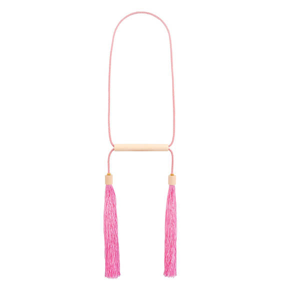 Double Tassel Bar Necklace - Powder Pink